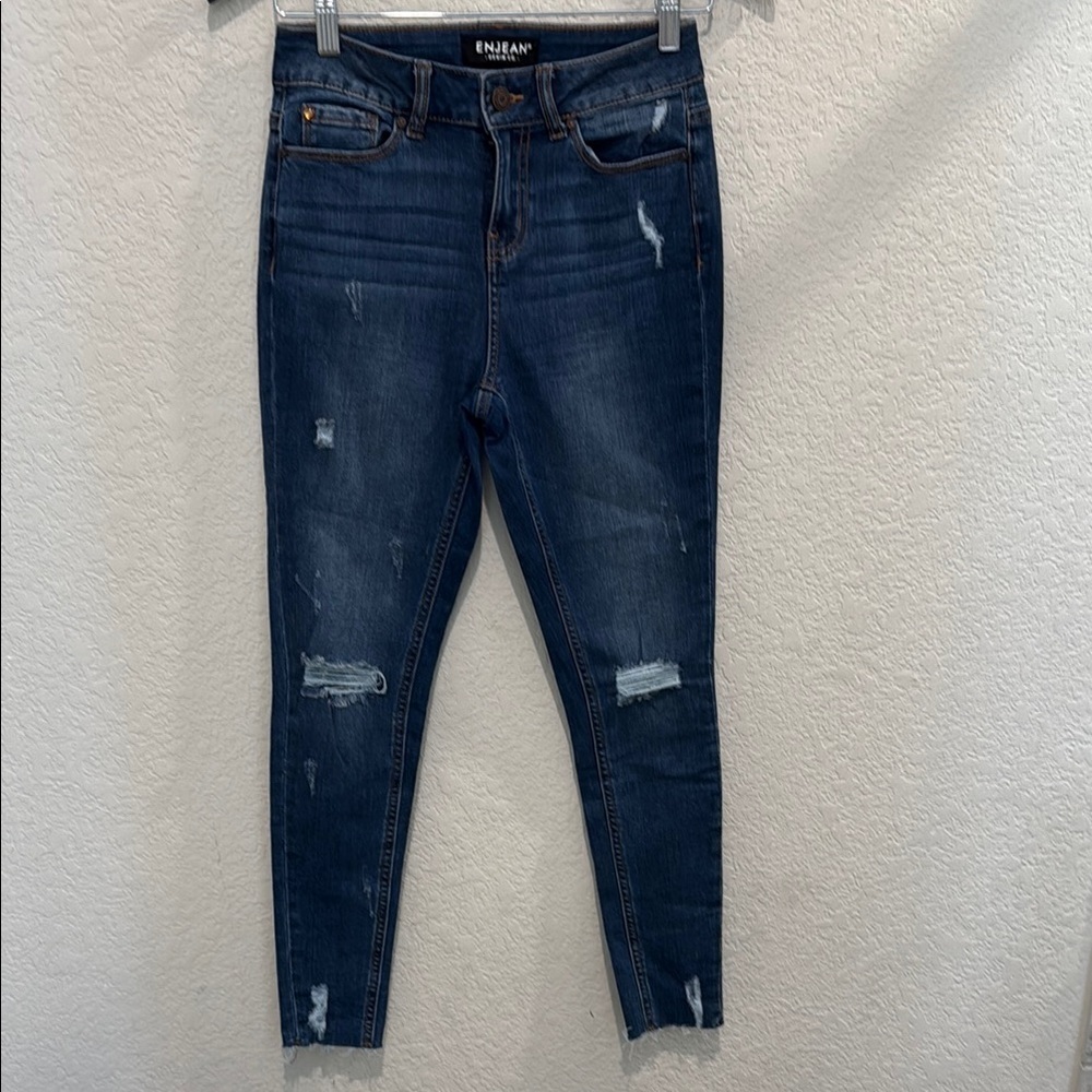 Women's Distressed Blue Jeans waist 25 by ENJEAN